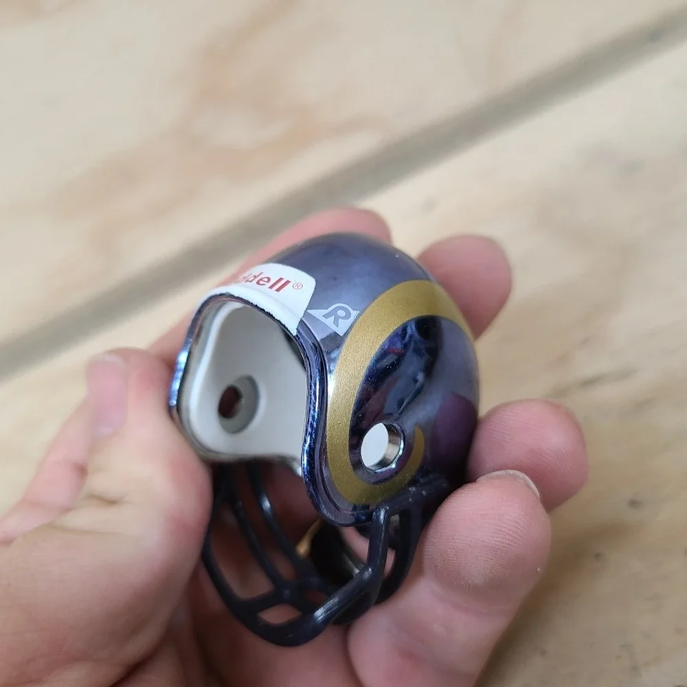 St Louis Rams Tiny Miniature Riddell Football Helmet ‎ Lot of 2 Glossy, 3 bar
